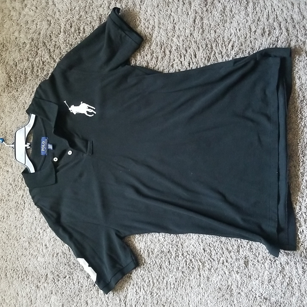 Polo Ralph Lauren Black Big Pony Cotton Mesh Boys XL 18-20 Shirt